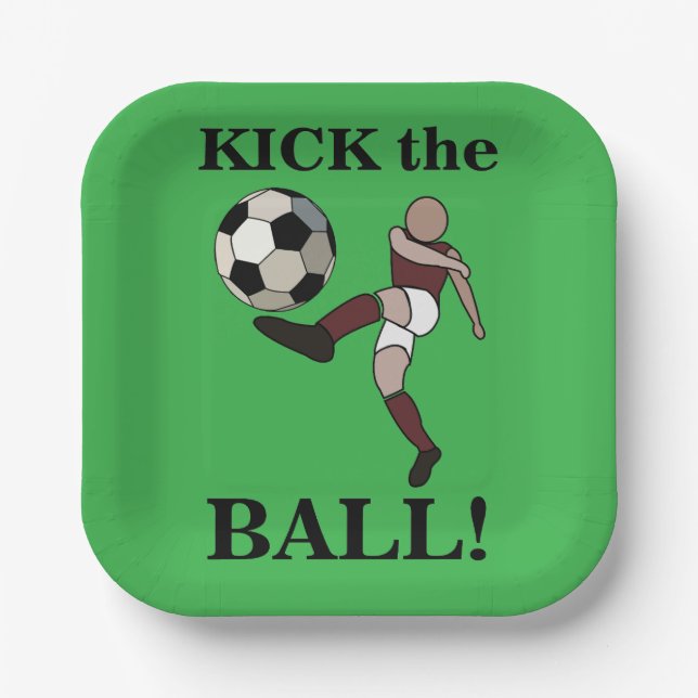Soccer Sports Player Coach Birthday Party Paper Plates (Front)