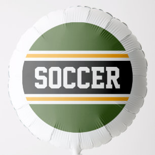 SOCCER Sporty Bold Green Black Orange Stripes Balloon