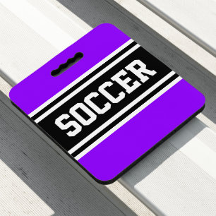 SOCCER Sporty Bright Purple Black White Stripes  Seat Cushion