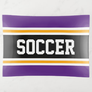SOCCER Sporty Royal Purple Black Orange Stripes Trinket Tray