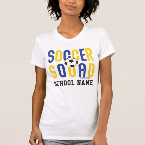 Soccer Squad Personalized Team Name Blue Yellow T_Shirt