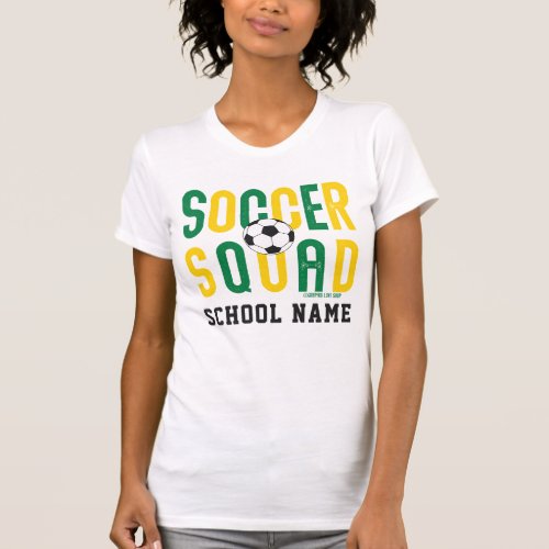 Soccer Squad Personalized Team Name Green Yellow T_Shirt