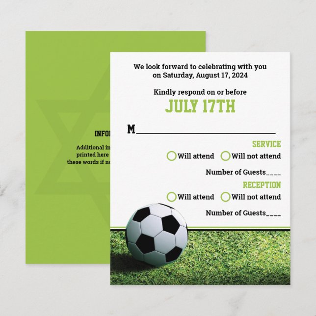 Soccer Stadium at Night Bar Mitzvah RSVP Card (Front/Back)
