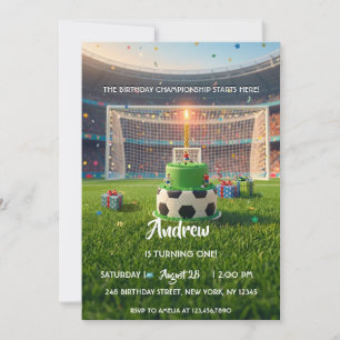 Soccer Stadium Sports Goal Party Birthday Invitation