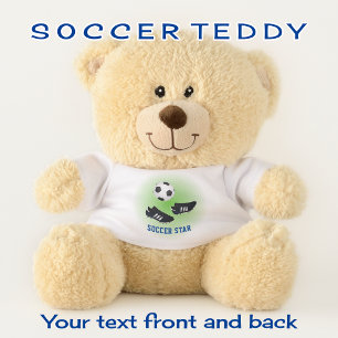 Soccer star add name and text teddy bear