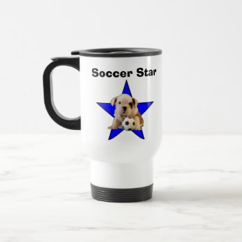 Soccer Star English Bulldog Puppy Mug by time2see at Zazzle