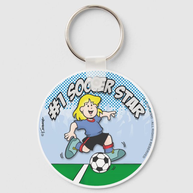 Soccer Star Girl Keychain (Front)