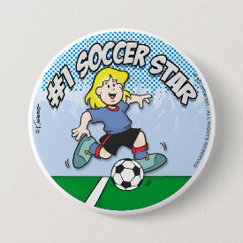 Soccer Star Girl Pinback Button