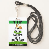Soccer Star King Birthday Party VIP Pass Badge (Back with Lanyard)