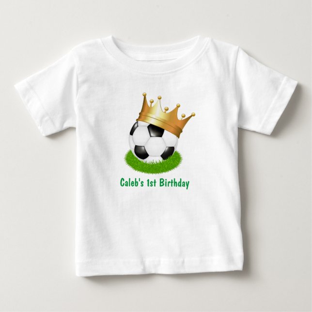 Soccer Star King ONE 1st Birthday Party Custom Baby T-Shirt (Front)