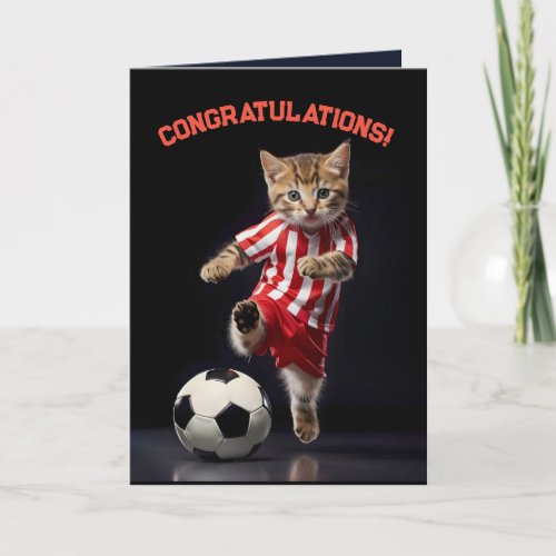 Soccer Star Kitten Thank You Card