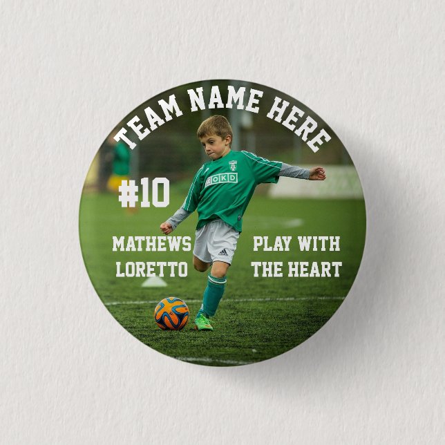 Soccer Star Player | Name Quote Number Team Photo Button (Front)