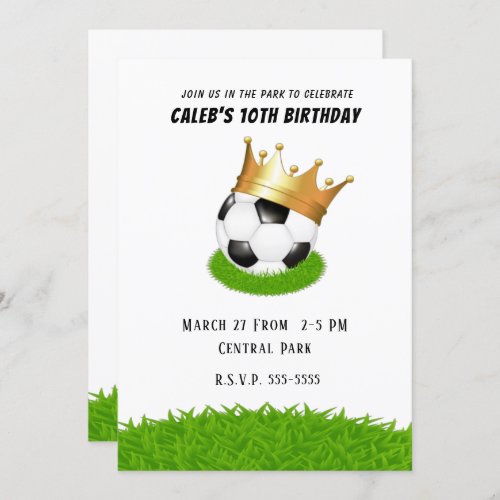 Soccer Star Royal Gold Crown Birthday Party Invitation