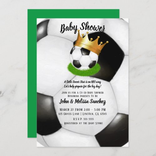 Soccer Star Royal Gold Crown Co_ed Baby Shower Invitation