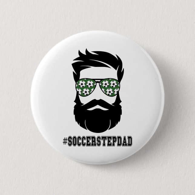 Soccer Stepdad With Beard Step Dad Step Father Ste Button (Front)