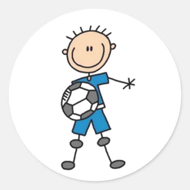Soccer Stick Figure Classic Round Sticker (Front)