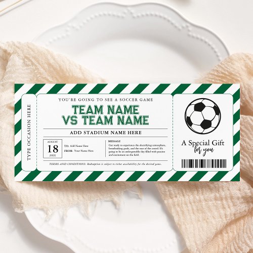 Soccer Surprise Gift Game Ticket Certificate Invitation
