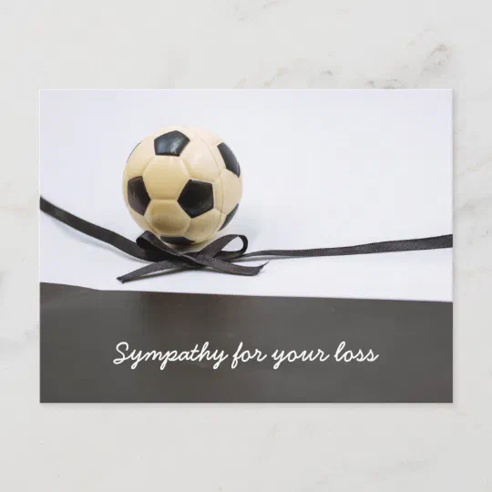 soccer sympathy condolences ball black ribbon postcard zazzle com