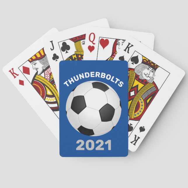 Soccer Team Blue Personalized Playing Cards (Back)