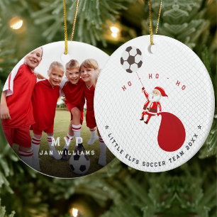 Soccer Team Coach MVP Santa Christmas Ceramic Ornament