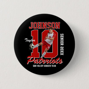 Soccer Team Custom Photo Jersey Number Sports Button