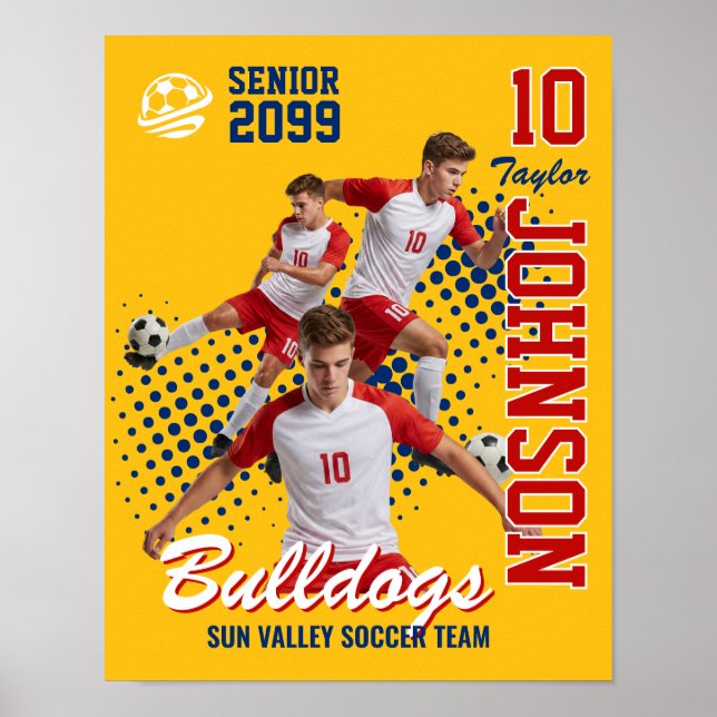 Soccer Team Custom Photo Senior Night Red Poster (Front)