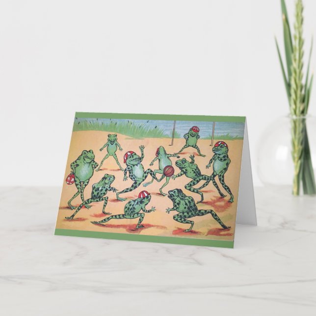 Soccer Team Frogs Greeting Card (Front)