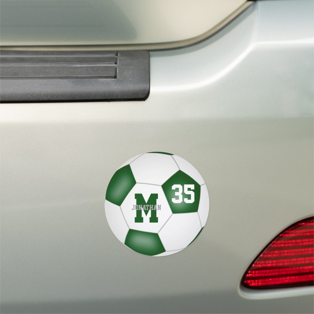 soccer team gifts green white school colors car magnet