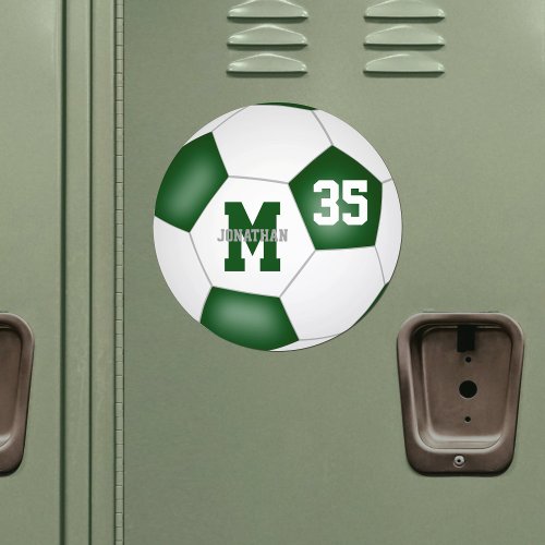 soccer team gifts green white school colors car magnet