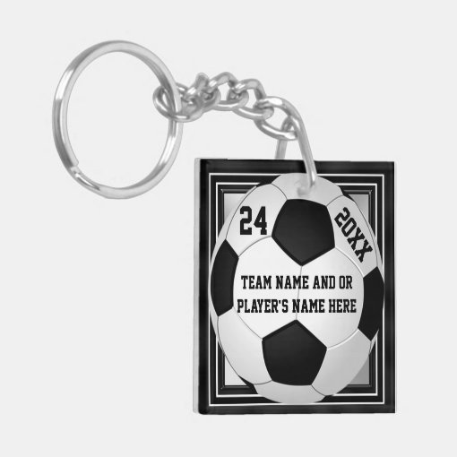 Soccer Team Gifts PERSONALIZED with 3 Text Boxes Keychain Zazzle