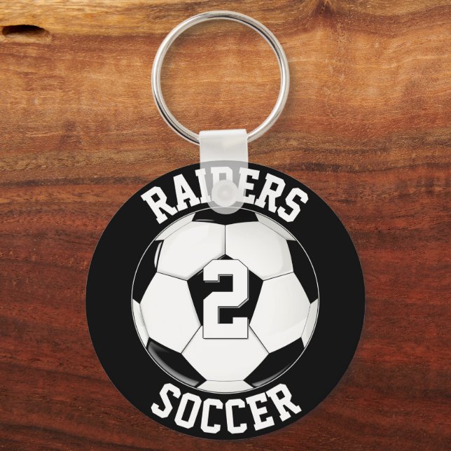 Soccer Team Name and Player Number Custom Keychain (Front)