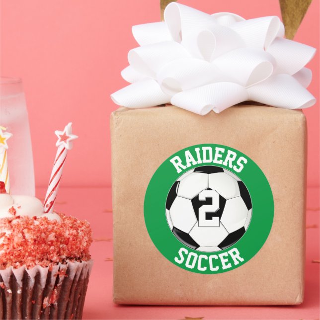 Soccer Team Name and Player Number Personalized Classic Round Sticker (Party)