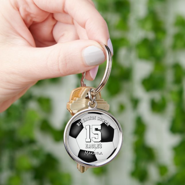 soccer team name girls boys personalized keychain (Hand)