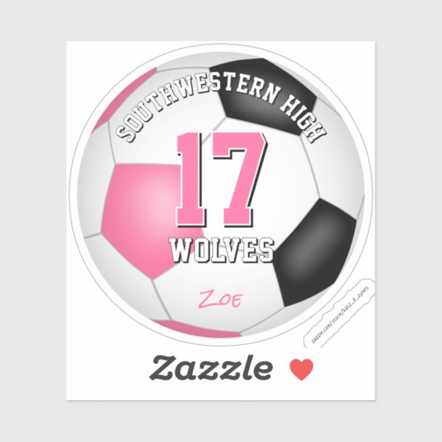 soccer team name girls pink black sticker (Sheet)