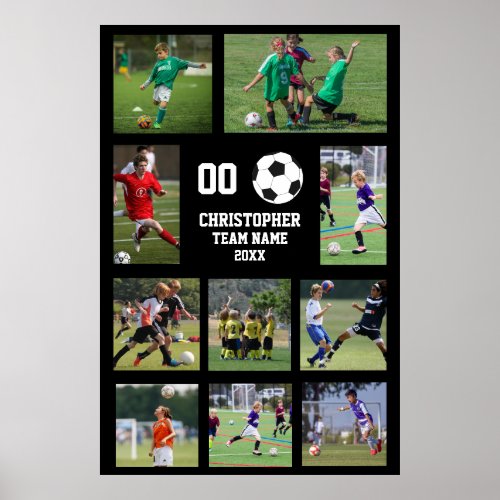 Soccer Team Name Photo Collage  Poster