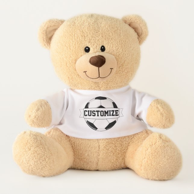 Soccer Team Name, Player & Jersey Number Custom Teddy Bear (Front)