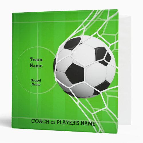 Soccer Team Name Soccer Ball Personalized 15_Inch 3 Ring Binder