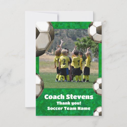 Soccer Team Photo Soccer Balls Soccer Coach  Thank You Card