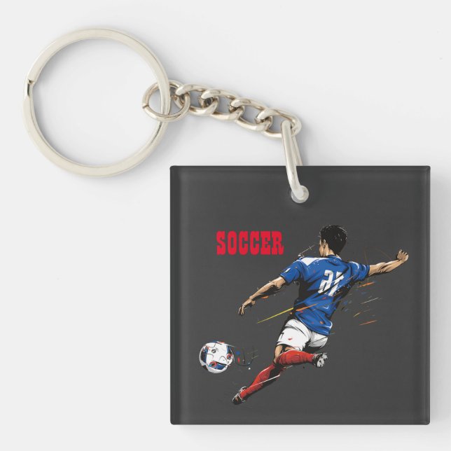 Soccer Team Player Acrylic Keychain (Front)