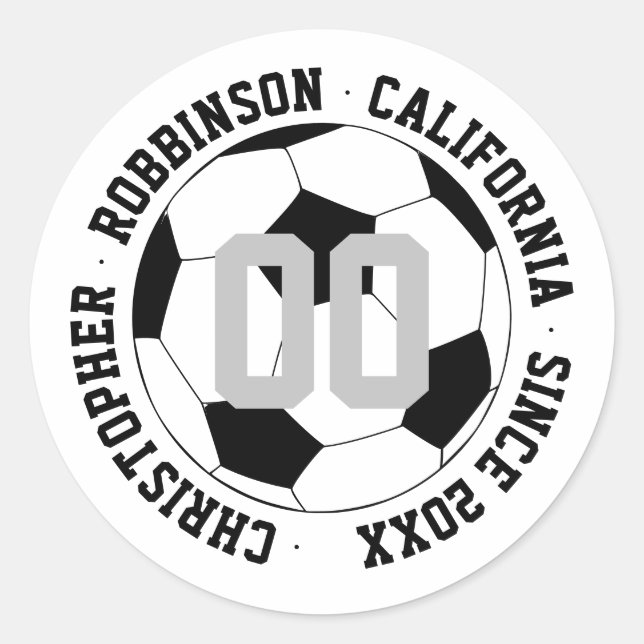 Soccer Team Player Personalized Classic Round Sticker (Front)