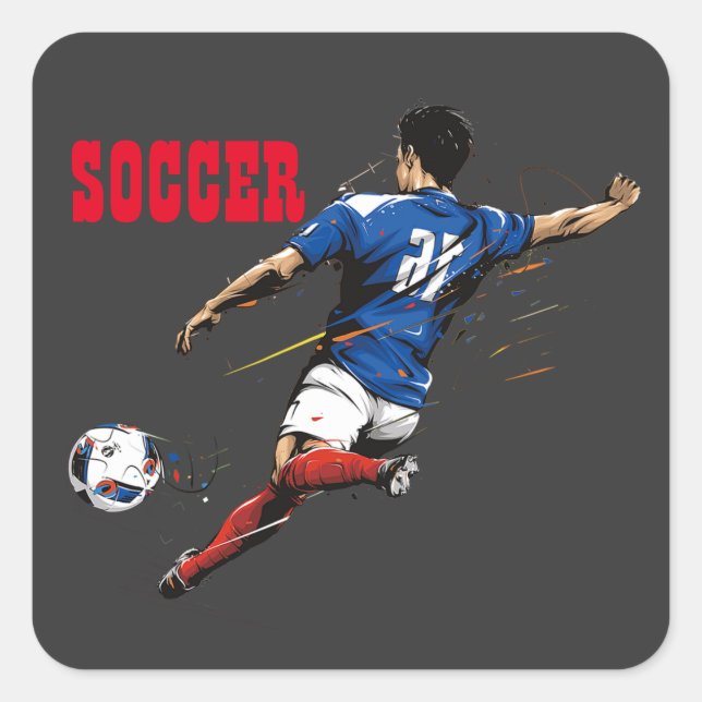 Soccer Team Player Square Stickers (Front)