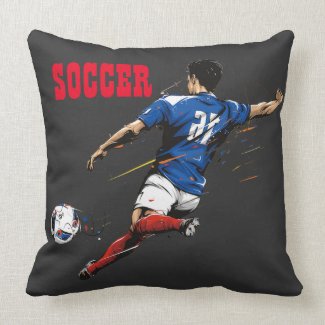 Soccer Team Player Throw Pillow