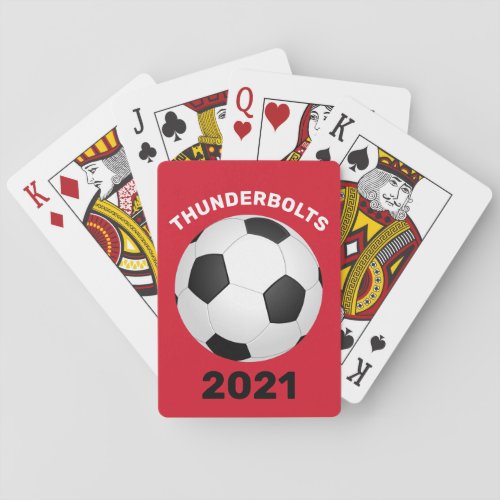 Soccer Team Red Personalized Playing Cards