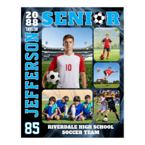 Soccer Team Senior Game Day Photo Collage Poster
