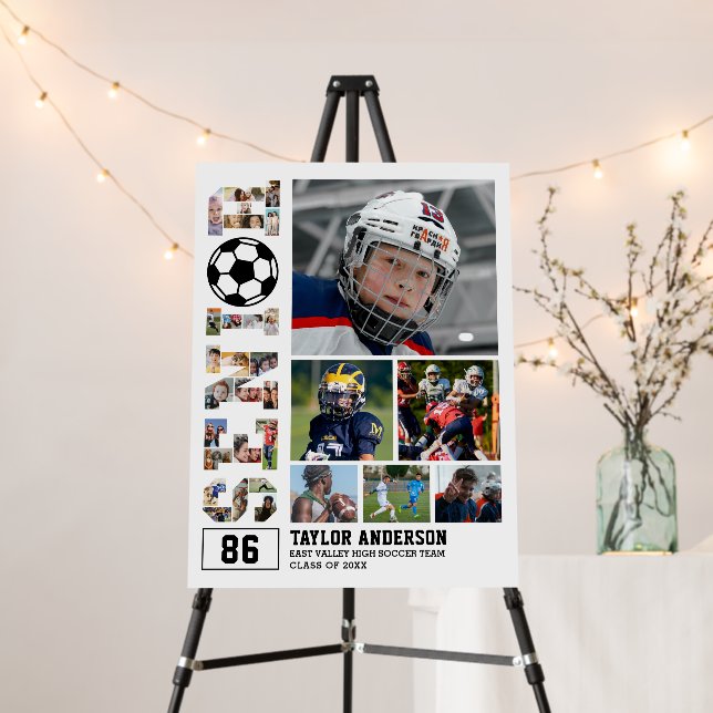 Soccer Team Senior Graduation Sports Photo Collage Foam Board (In Situ (Stand))