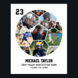 Soccer Team Senior Graduation Sports Photo Collage Poster<br><div class="desc">Celebrate soccer senior night and graduation with this personalized soccer ball photo collage poster. This customizable gift is perfect for athlete, football player, coach and team captain. It's a great way to display precious memories and achievement from football games and tournament. The poster features a collage of photos capturing those...</div>