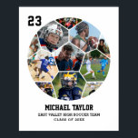 Soccer Team Senior Graduation Sports Photo Collage Poster<br><div class="desc">Celebrate soccer senior night and graduation with this personalized soccer ball photo collage poster. This customizable gift is perfect for athlete, football player, coach and team captain. It's a great way to display precious memories and achievement from football games and tournament. The poster features a collage of photos capturing those...</div>