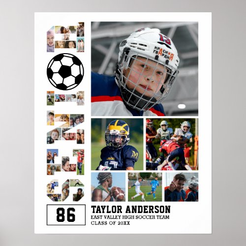 Soccer Team Senior Graduation Sports Photo Collage Poster