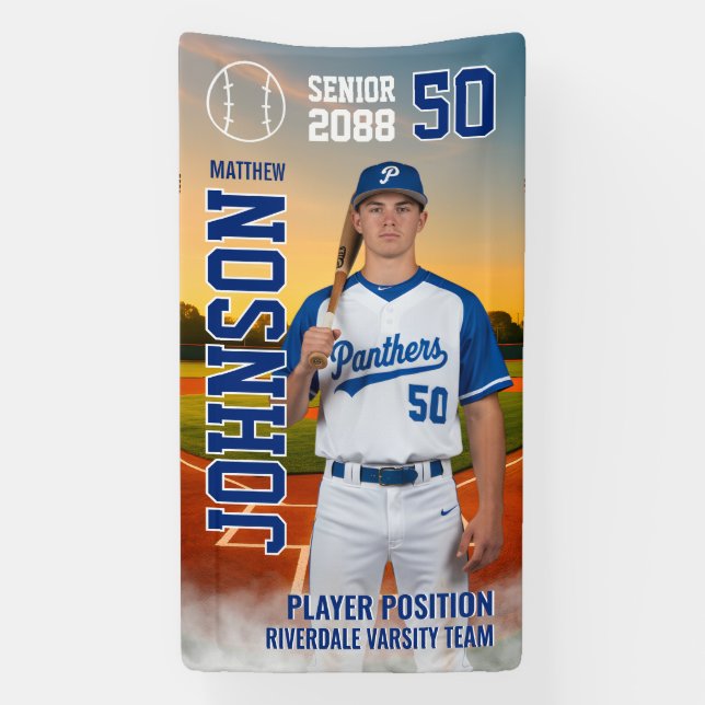 Soccer Team Senior Night Custom Player Photo Banner (Vertical)