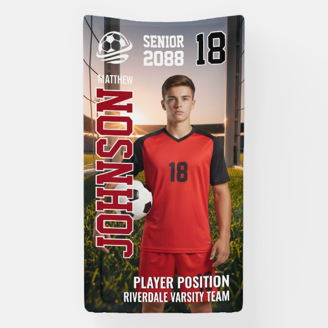 Soccer Team Senior Night Custom Player Photo Banner (Vertical)